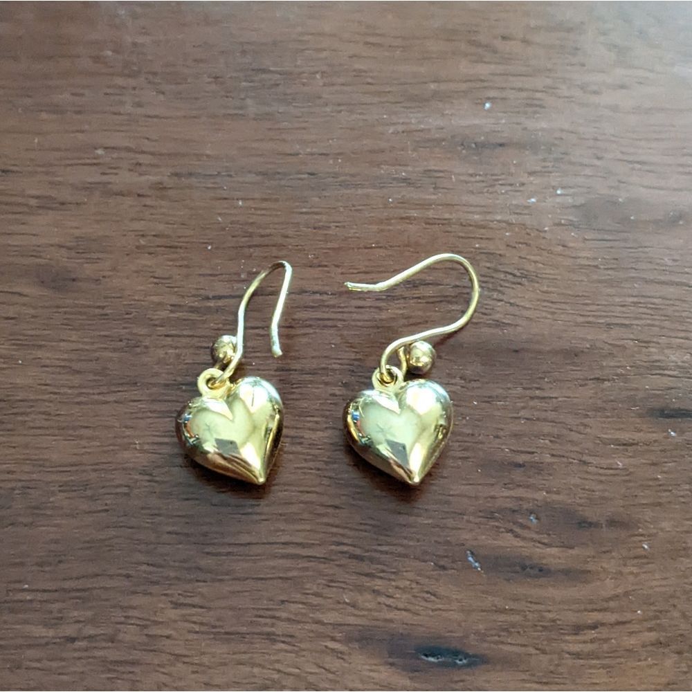 Gold Heart Earrings - Picture 2 of 7